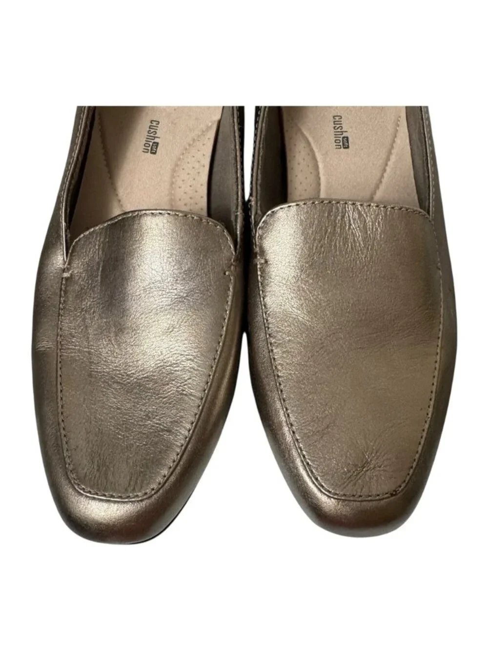 Clarks Juliet Lora Loafers Size 11 Metallic Pewter Leather Slip On